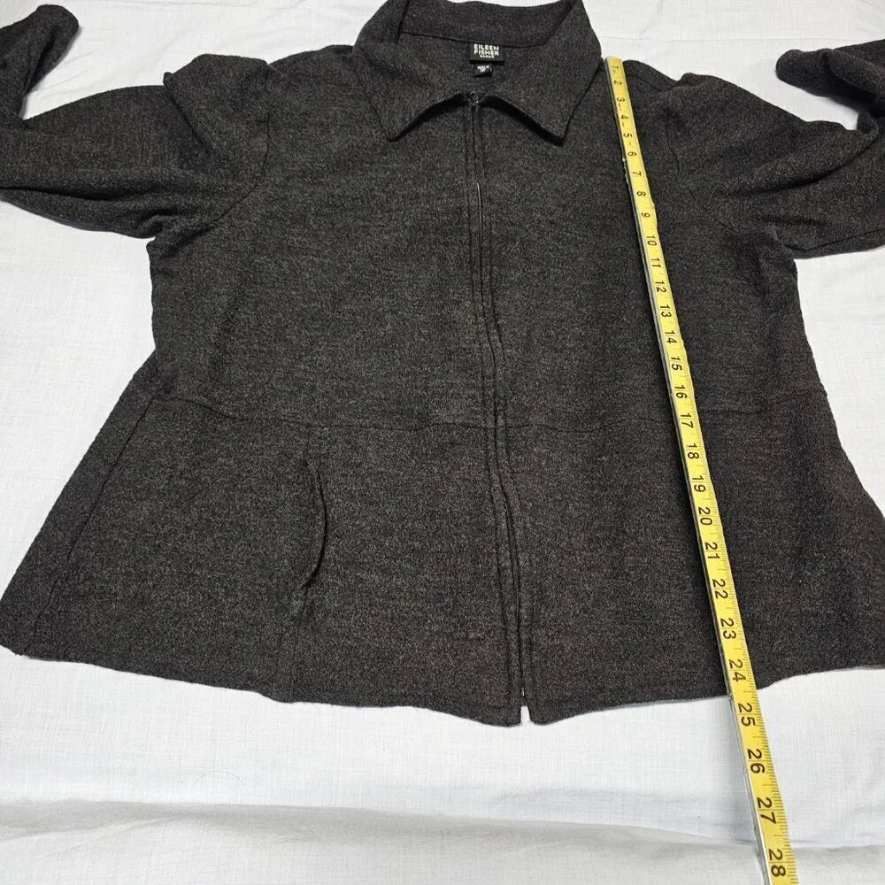 Eileen Fisher Full Zip 100 Wool Jacket Women Size 1X Dark Gray Pockets